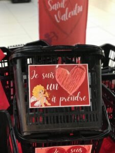 Panier de supermarché pour célibataire à la St-Valentin